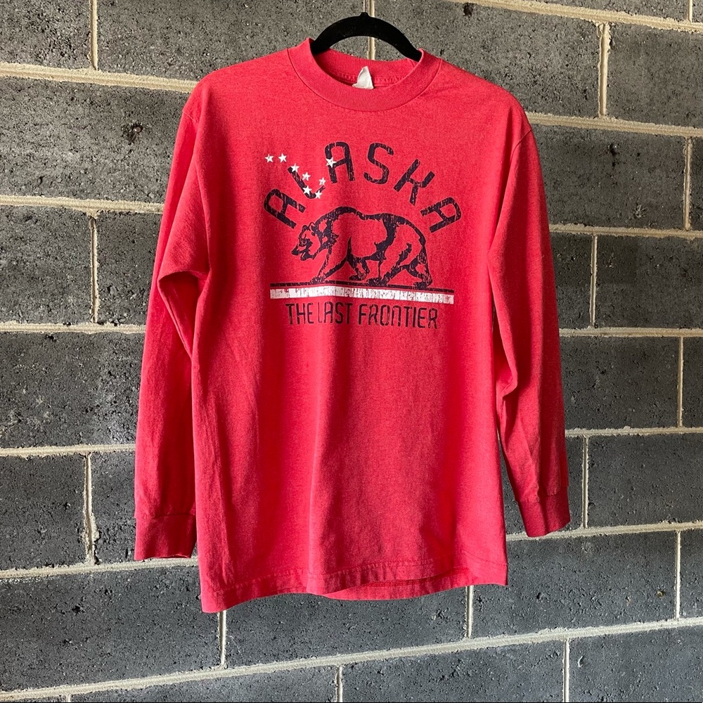 Alstyle - Medium - Red - Alaska Long Sleeved Graphic Tee